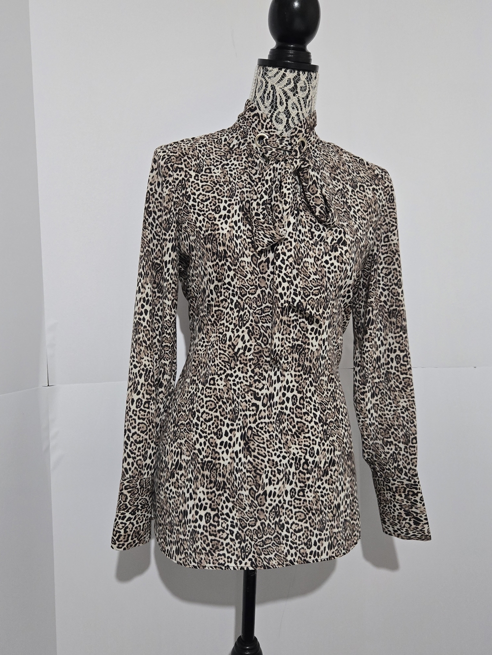 Etcetera Leopard Print Blouse in Beige, Tan and Black
